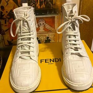 FENDI Nappa FF Embossed Ankle Boots.